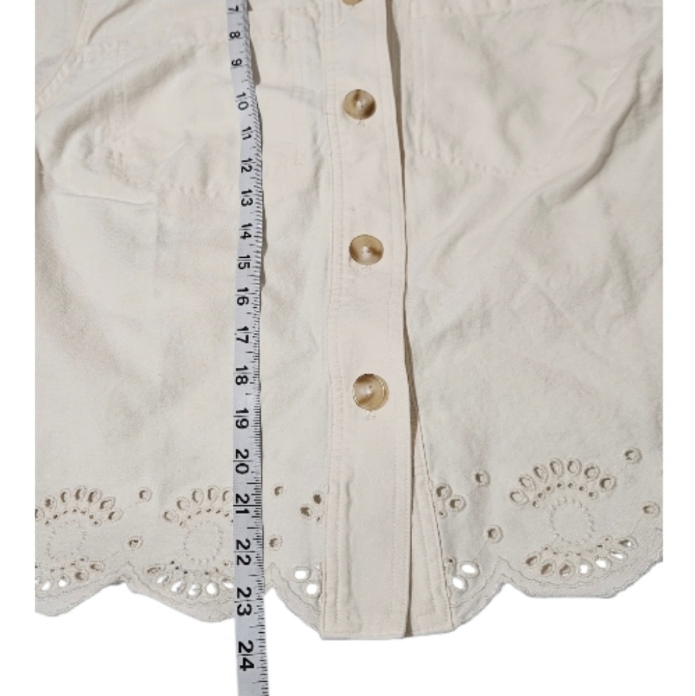 LC Lauren Conrad/ Trucker Jacket /100% cotton /eyelet hem/ plus size/ivory color - Picture 13 of 13